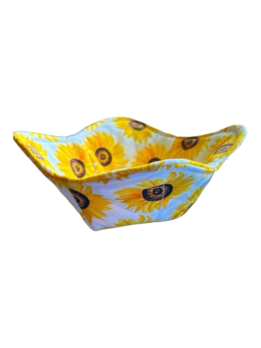 Hand Crafted Colorful Floral Sunflowers Trinket Bowl Basket Bin Colorful Fabric